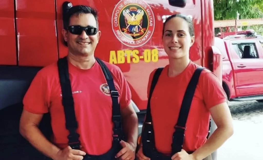 Pai e filha bombeiros do RN trabalham juntos em combate a incêndio na Grande Natal