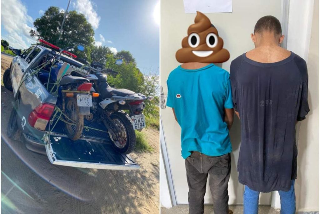 PM recupera duas motos logo após o roubo e prende suspeitos em Jardim de Piranhas; Um é caicoense