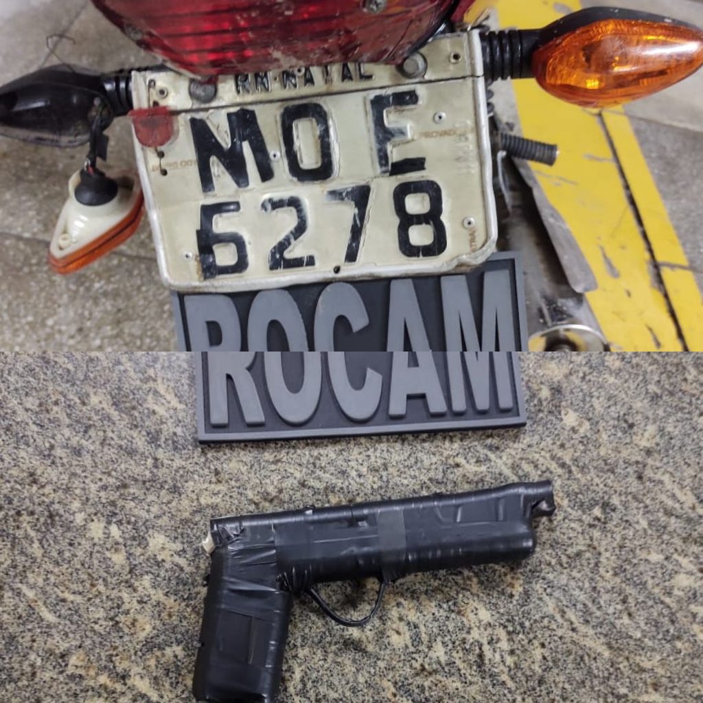 ROCAM detém dupla de posse de moto adulterada e simulacro de arma na Zona Norte de Natal