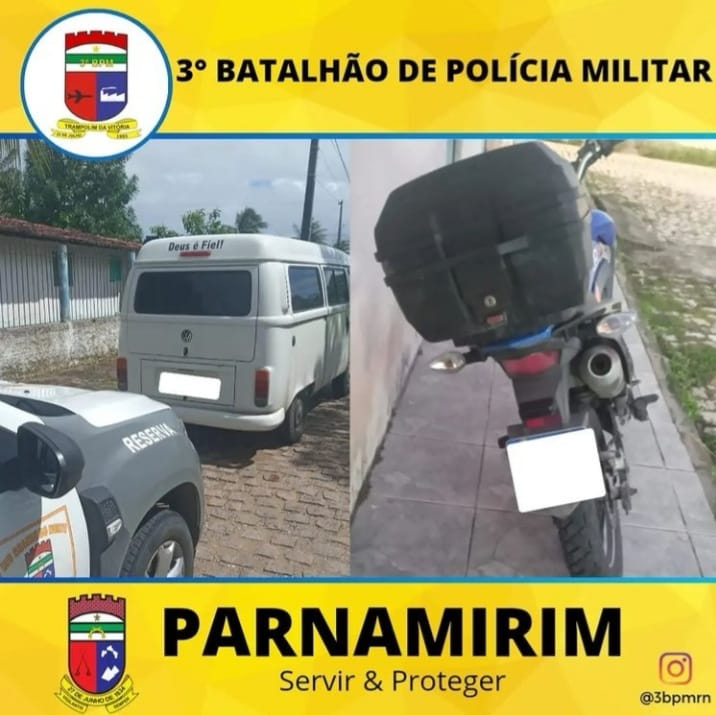 3° BPM recupera dois veículos roubados na cidade de Parnamirim/RN