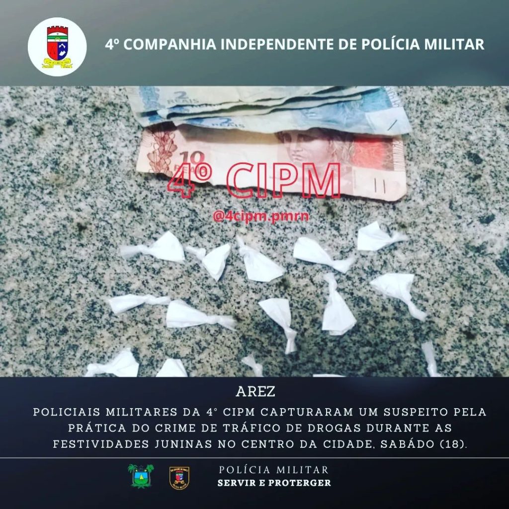 4ª CIPM prende homem pelo crime de tráfico de drogas na cidade de Arez