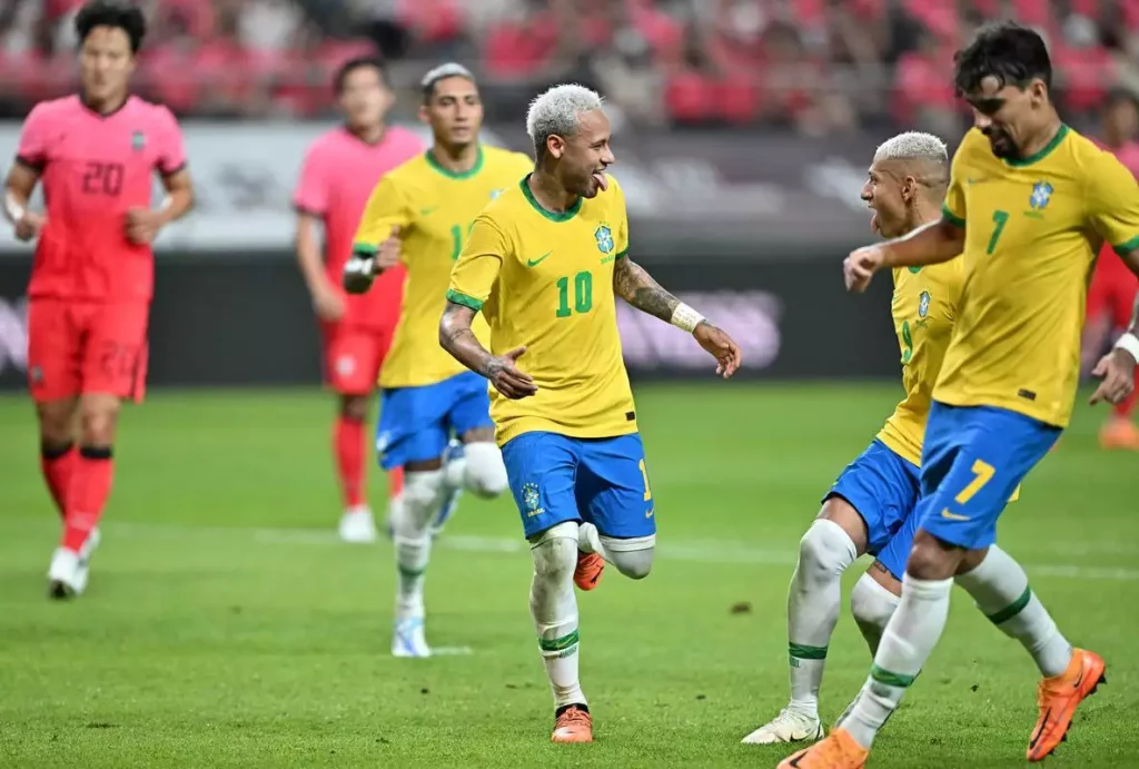 Neymar faz dois de pênalti e Brasil goleia Coreia do Sul por 5 x 1