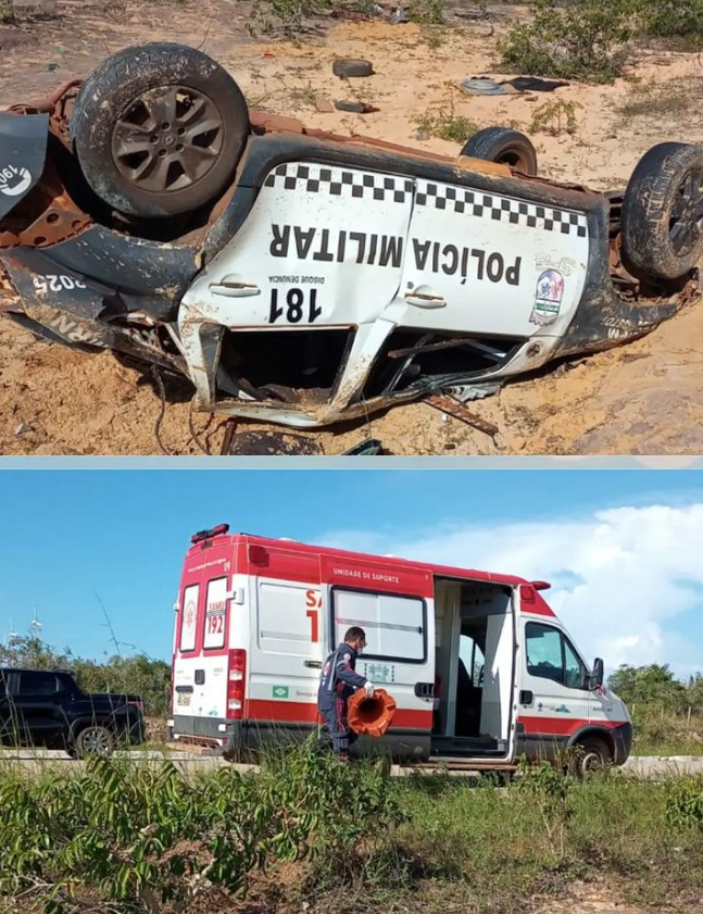 Viatura da PM capota e policial militar morre no Litoral Norte