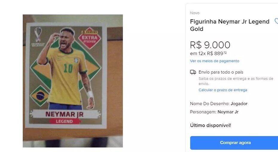 Figurinha de Neymar no álbum da Copa chega a valer R$ 9 mil; entenda