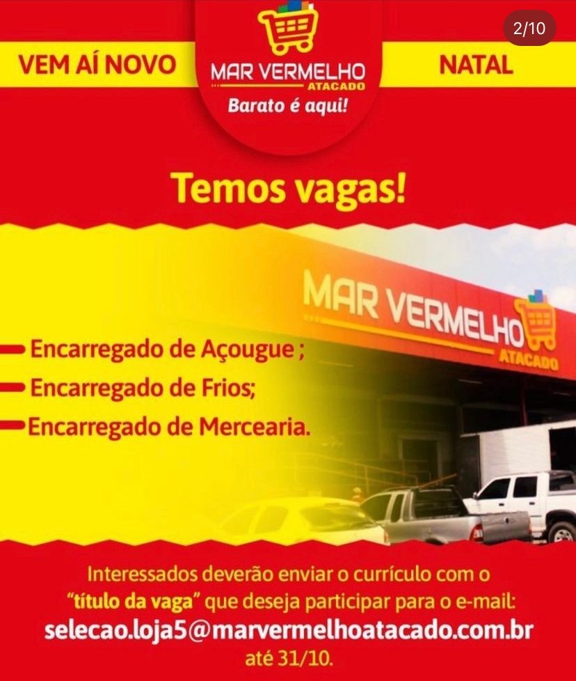 Encarregado de Açougue, Encarregado de Frios, Encarregado de Mercearia