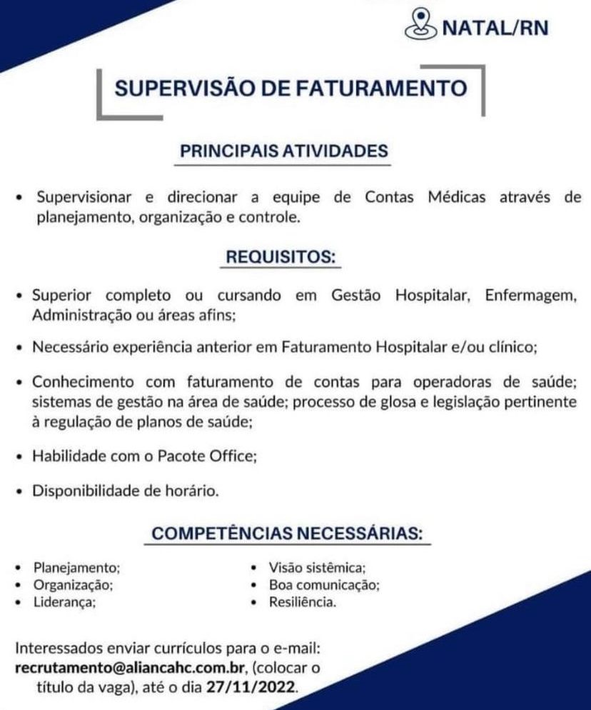 Supervisor de Faturamento