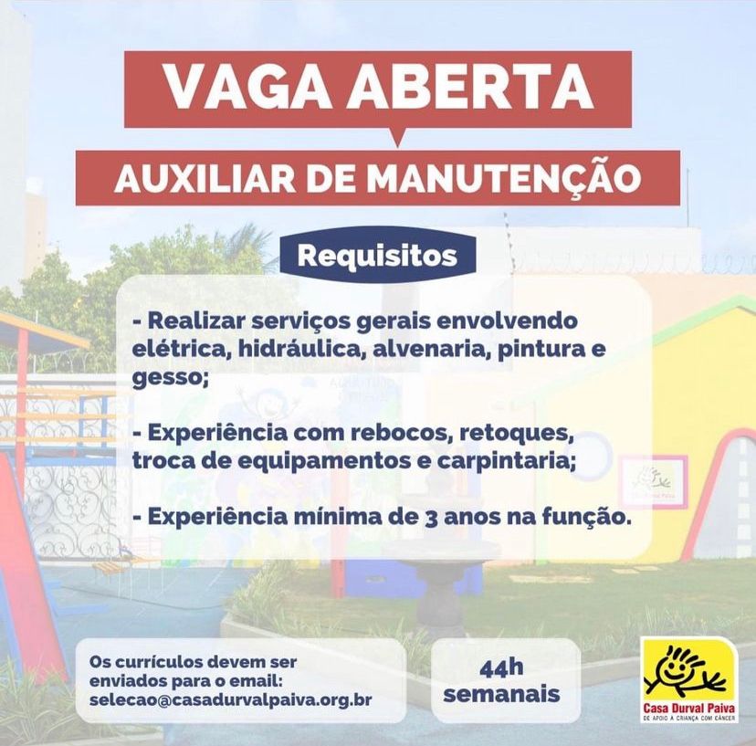 Auxiliar de manutenção