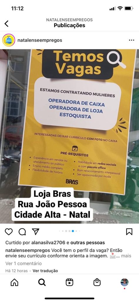 Operador de Caixa e Loja e Estoquista