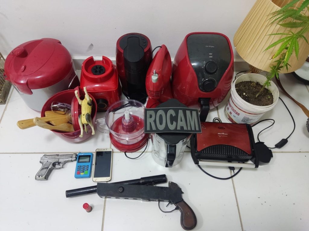 Bandido é preso com eletrodomésticos furtados e ‘pé de maconha’ na Grande Natal