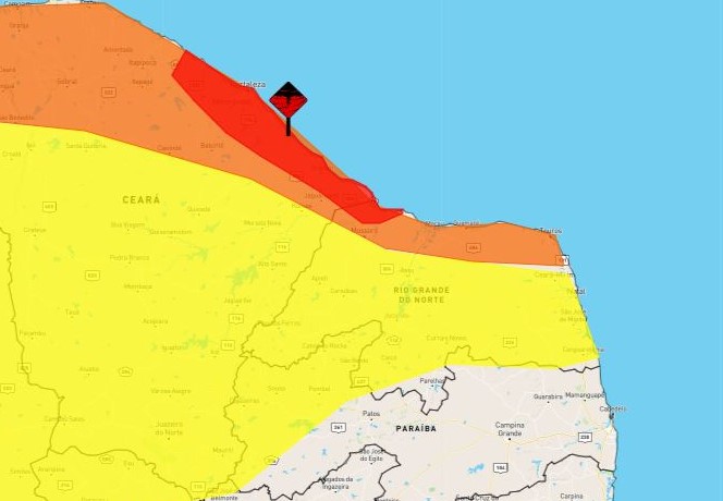 CHUVAS E VENTOS INTENSOS: Inmet coloca Mossoró e mais 4 cidades do RN em ‘alerta vermelho’