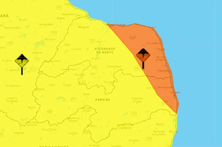 Inmet publica alerta de chuvas intensas e ventos de até 100 km por hora no Rio Grande do Norte