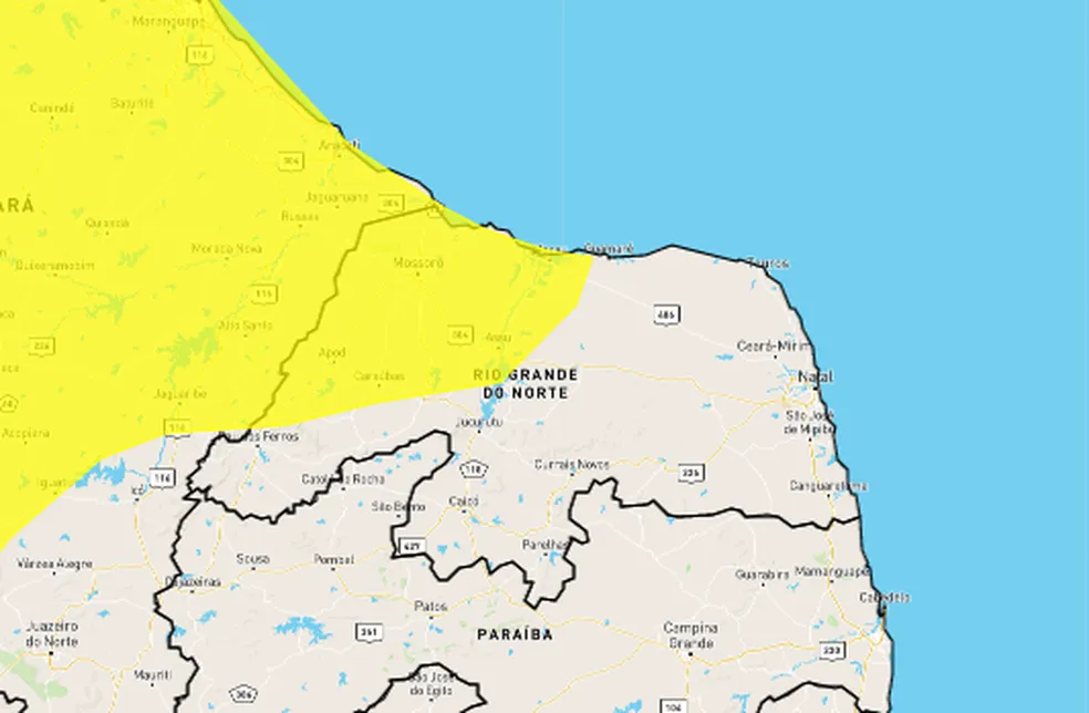 CHUVAS INTENSAS: Inmet emite alerta para 37 cidades do RN; veja lista